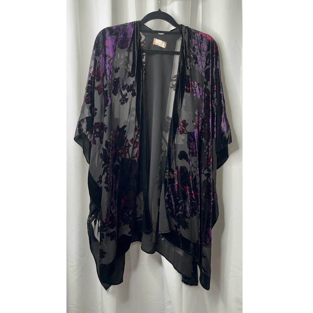 Ky Soreca Whimsigoth Boho Burnout Velvet duster Purple  OS